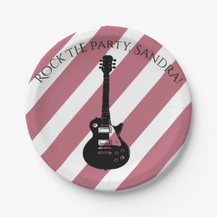 Music Note Luxury black and white Personalise Paper Plate