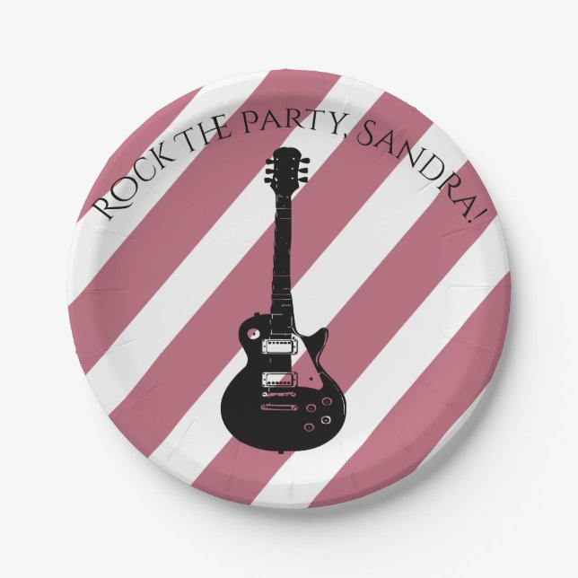 Music Note Luxury black and white Personalise Paper Plate (Front)