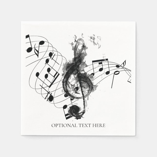 Music Note Luxury black and white Personalised Napkin (Front)