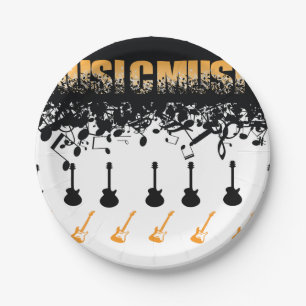 Music Note Luxury black and white Personalised Paper Plate