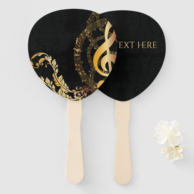 Music Note Luxury elegant design Hand Fan (Front and Back)