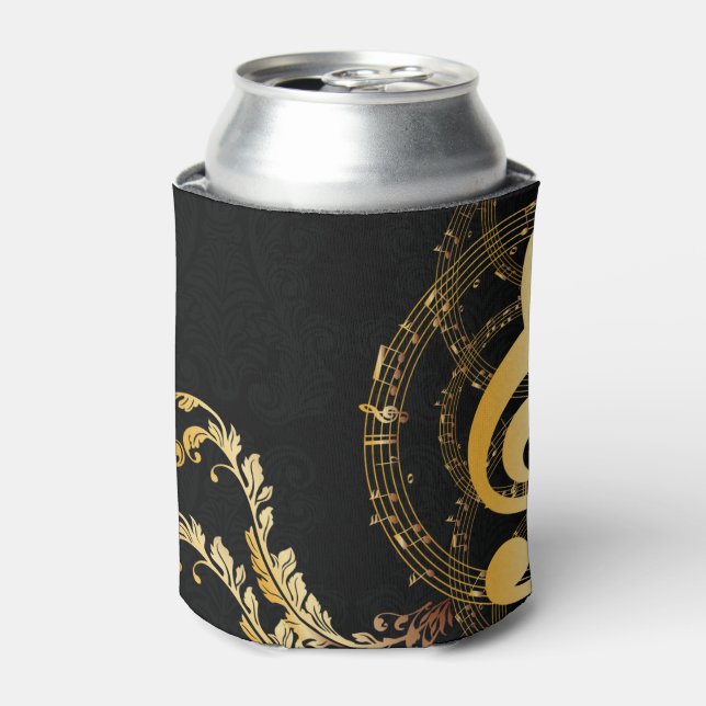 Music Note Luxury gold design Can Cooler (Can Front)