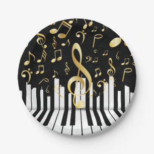 Music Note Luxury gold piano keys Paper Plate