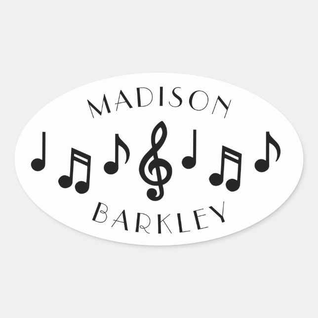 Music Note Musician Teacher Oval Sticker (Front)