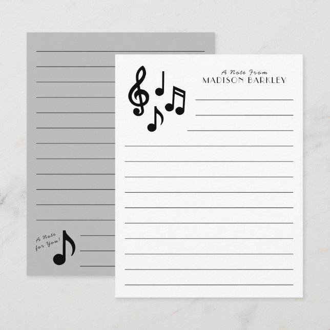 Music Note Musician Teacher Thank You Card (Front/Back)
