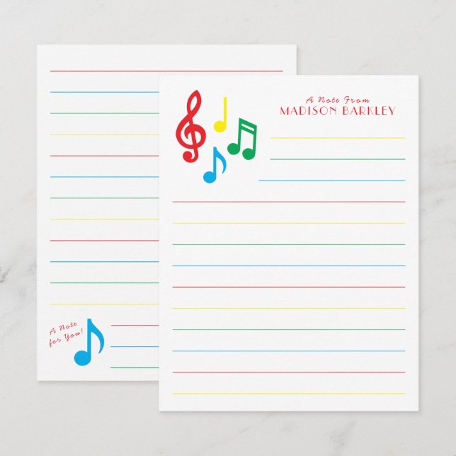 Music Note Musician Teacher Thank You Card (Front/Back)