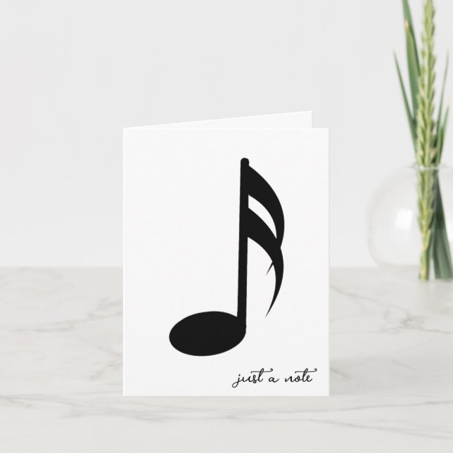 Music Note On White Note Card (Front)