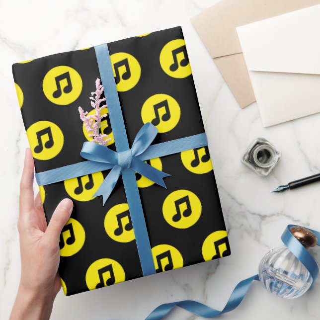 Music Note on Yellow Wrapping Paper (Gifting)