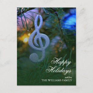 Music Note Ornament on Tree Holiday Postcard