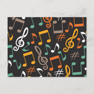 Music note pattern holiday postcard