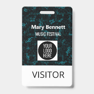 Music Note Pattern Lanyard   Event Badge Holder    ID Badge