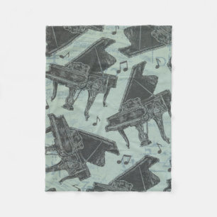 music Note Pattern Music Theme Fleece Blanket