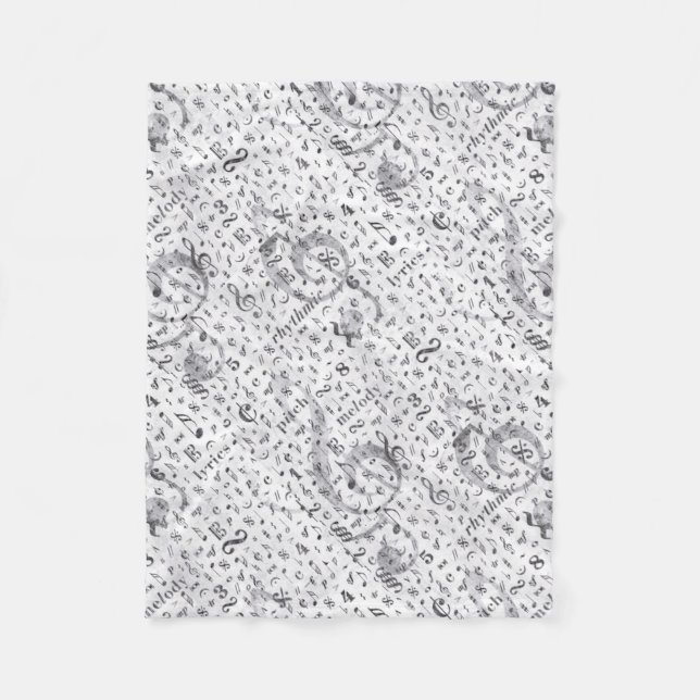 Music Note Pattern Music Theme Fleece Blanket (Front)