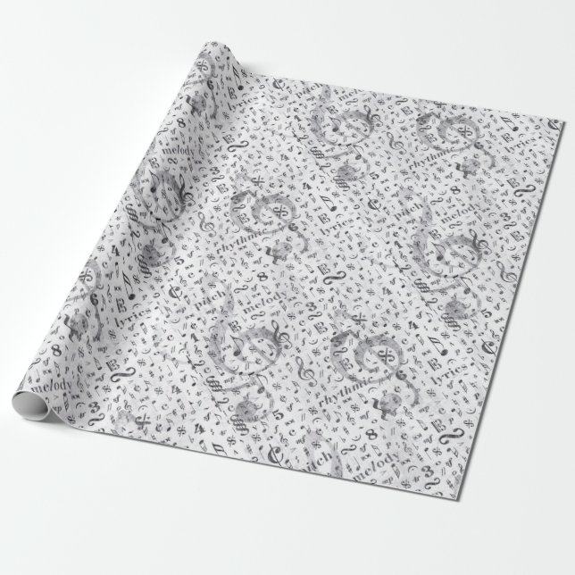 Music Note Pattern Music Theme Wrapping Paper (Unrolled)