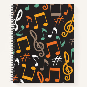 Music note pattern notebook