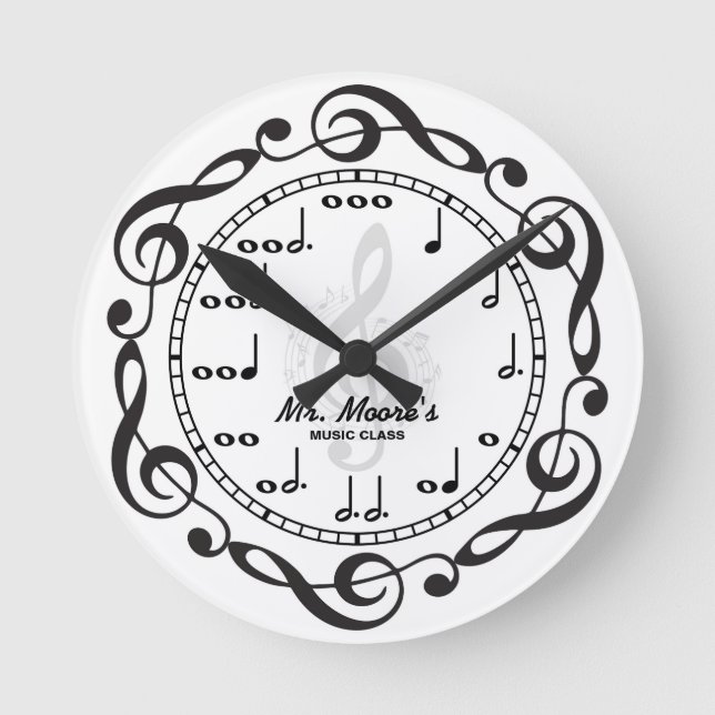 Music Note Personalizable Wall Clock (Front)