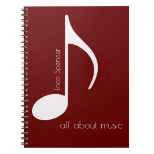 Music Note Red, Music-Lessons  Notebook