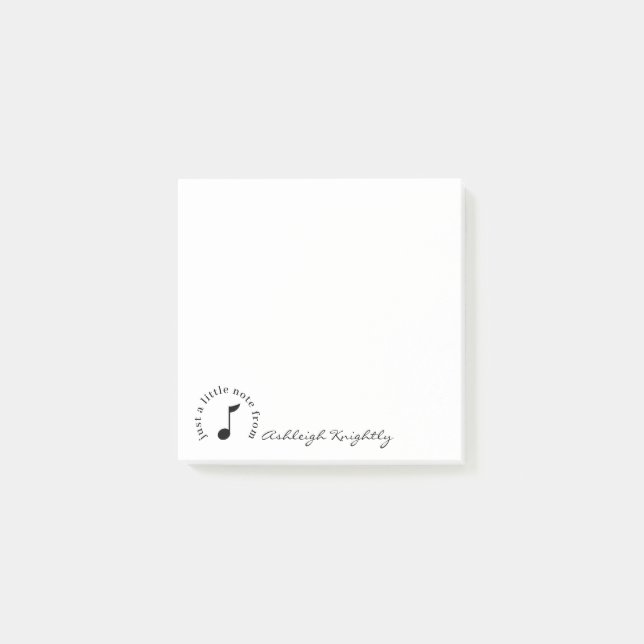 Music Note Script Name Black White Personalised (Front)