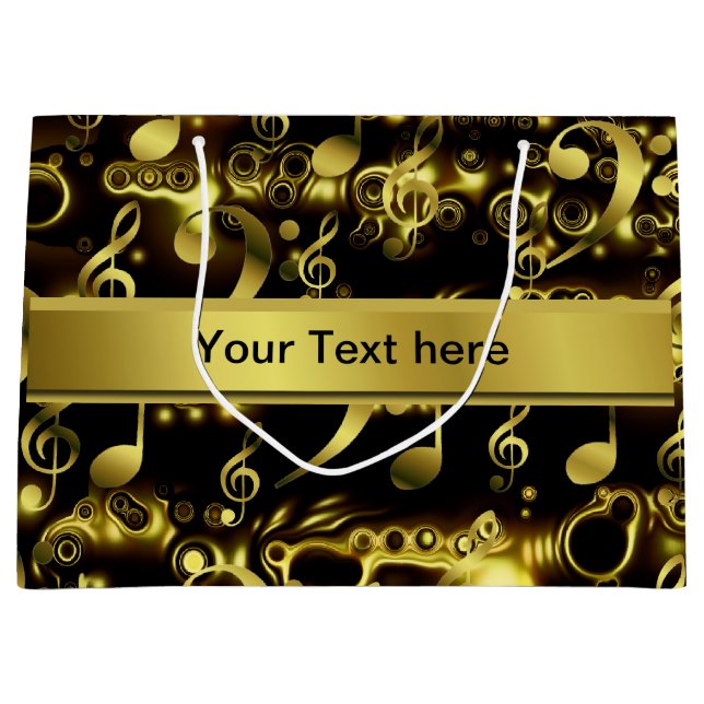 music, note, sheet music, gold, banner, template, large gift bag (Front)