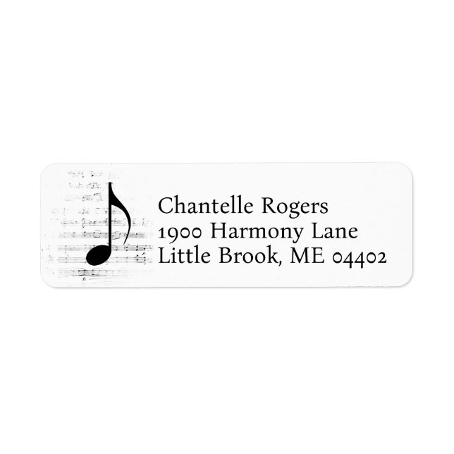 Music Note Sheet Music Musician Singer Address (Front)