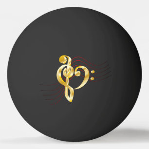 Music note stave and heart violin and bass clef ping pong ball