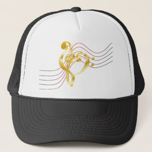 Music note stave and heart violin and bass clef trucker hat