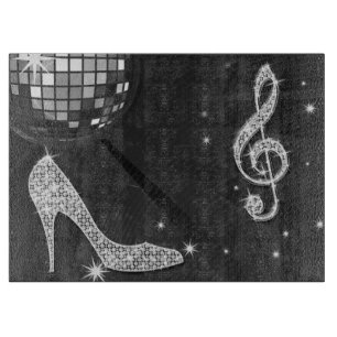 Music Note & Stiletto Heel, Disco Ball Cutting Board