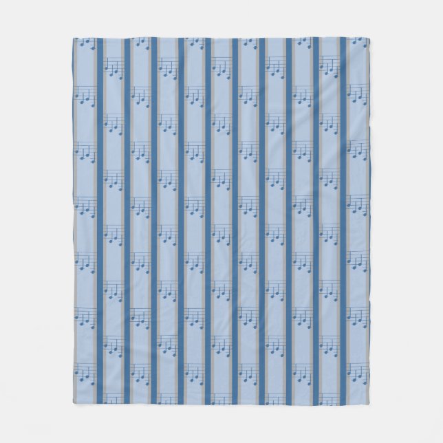 Music Note Striped Fleece Blanket (Front)