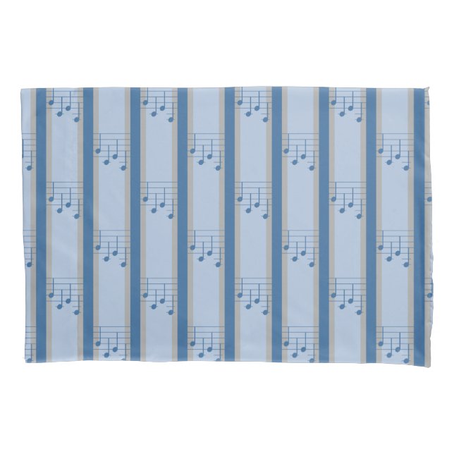 Music Note Striped Pillowcase (Front)
