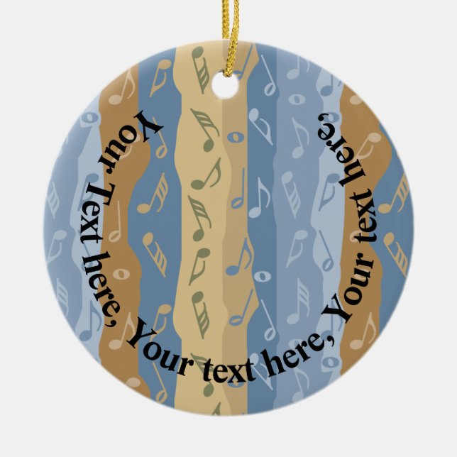 Music Note Stripes Brown And Blue Ornament (Front)