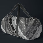 Music Note Stripes Duffle Bag<br><div class="desc">Vertical stripes with music notes in black and greys is a unique music design for musicians,  music teachers and students.</div>