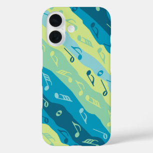 Music Note Stripes Green And Blue iPhone 16 Case