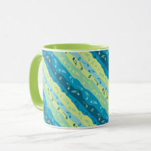 Music Note Stripes Green And Blue  Mug