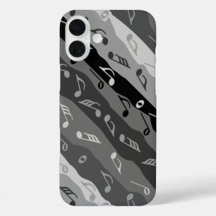 Music Note Stripes Greys iPhone 16 Plus Case