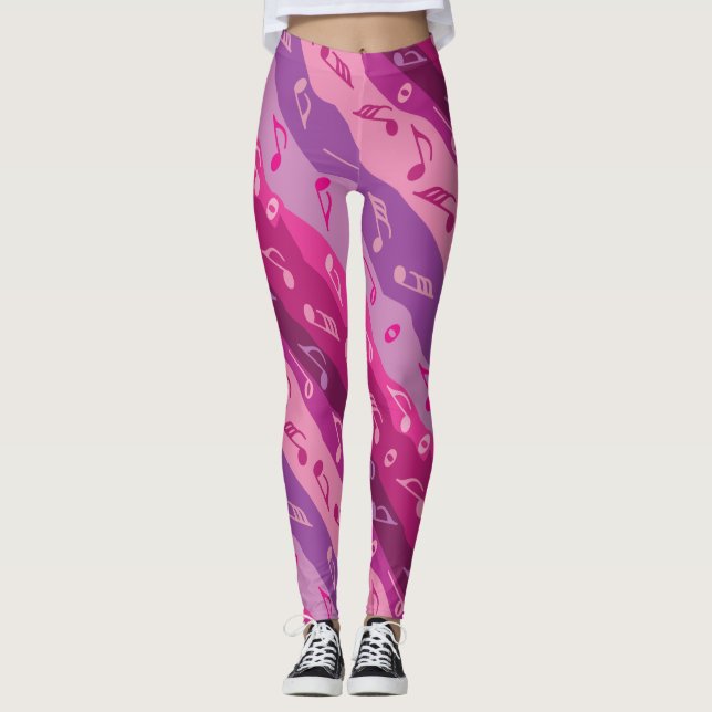 Music Note Stripes  Leggings (Front)
