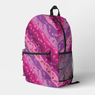 Music Note Stripes Printed Backpack