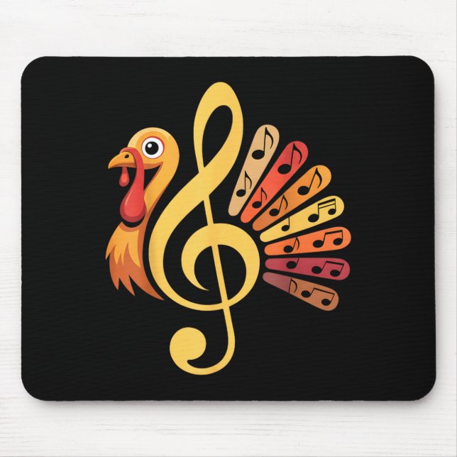 Music Note Symbol Turkey Teacher Fall Thanksgiving Mouse Mat (Front)