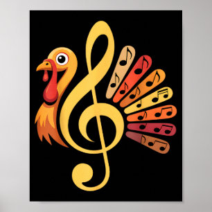 Music Note Symbol Turkey Teacher Fall Thanksgiving Poster