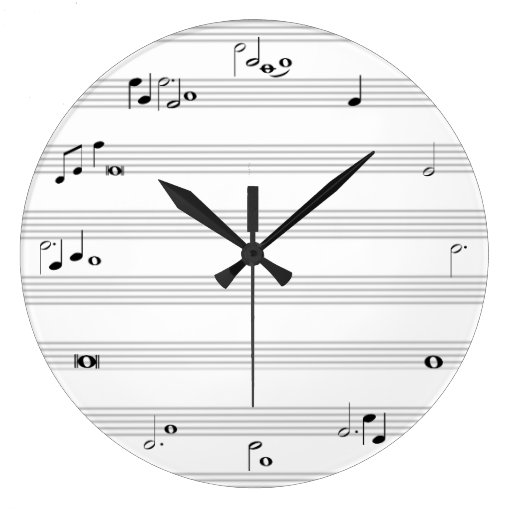 Image of Music note time clock - black and white