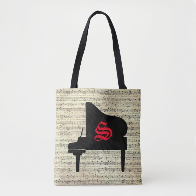 Music Note Tote bag Piano Music Theme (Front)