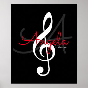 music note (treble clef) with name and initial poster