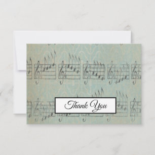 Music Note Vintage Pattern Music Theme Musician   Thank You Card