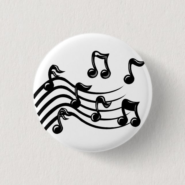 music notes 3 cm round badge (Front)