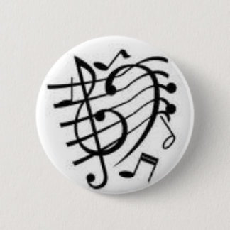 music notes 6 cm round badge