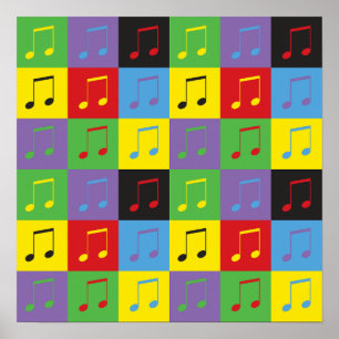 Music Notes 8th Pop Art Pattern Poster