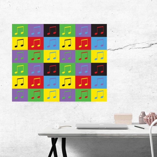 Music Notes 8th Pop Art Pattern Poster (A fun poster featuring a pop art pattern of 8th music notes)