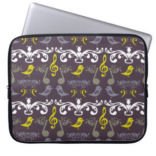 Music Notes and Birds Laptop Sleeve