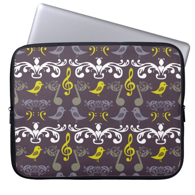 Music Notes and Birds Laptop Sleeve (Front)