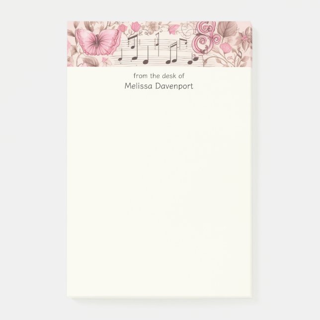 Music Notes and Butterfly Retro Style (Front)