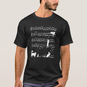 Music Notes And Cats Naughty Cats Playing 1 T-Shirt